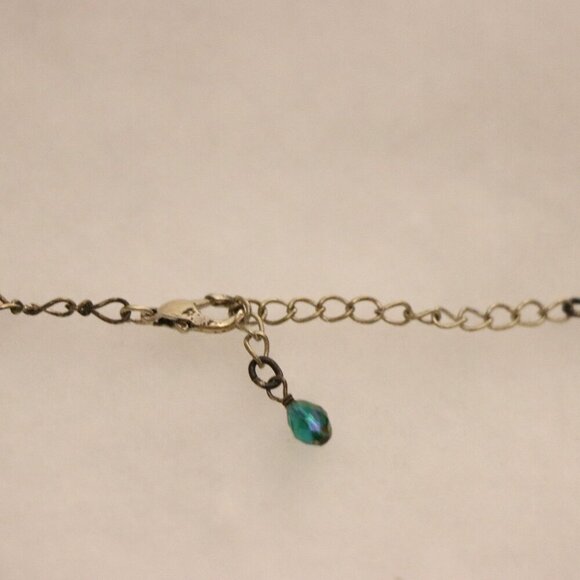 15" Blue crystal tear drop chain vintage necklace, possible Swarovski - Picture 4 of 5